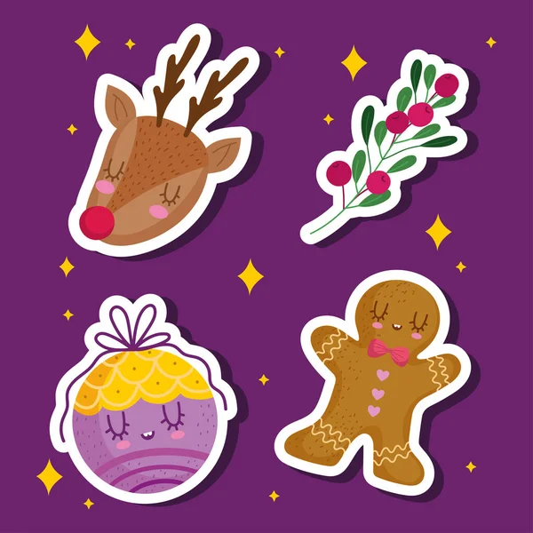 Christmas stickers icons — Stock Vector