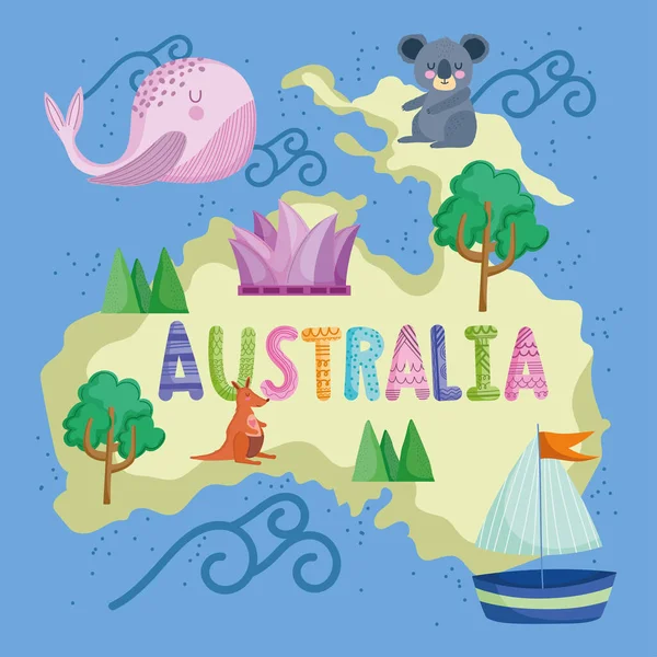 Australie carte culture — Image vectorielle