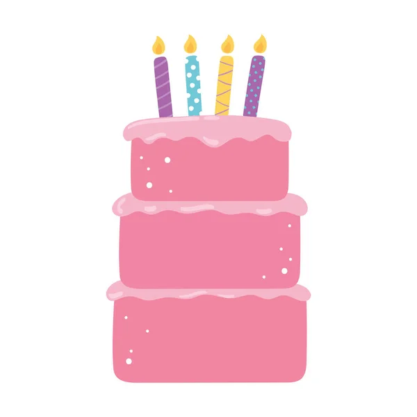 Torta di compleanno con candele — Vettoriale Stock