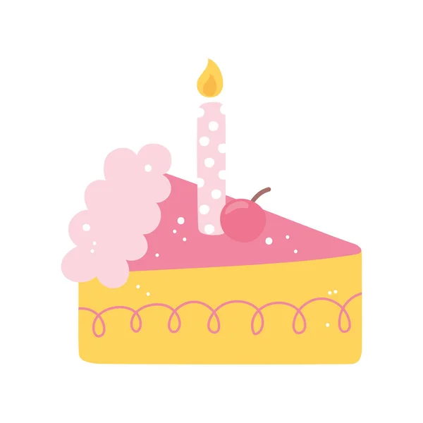Kuchen mit Kerze aufschneiden — Stockvektor