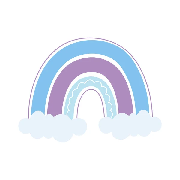 Arco iris nubes decoración — Vector de stock