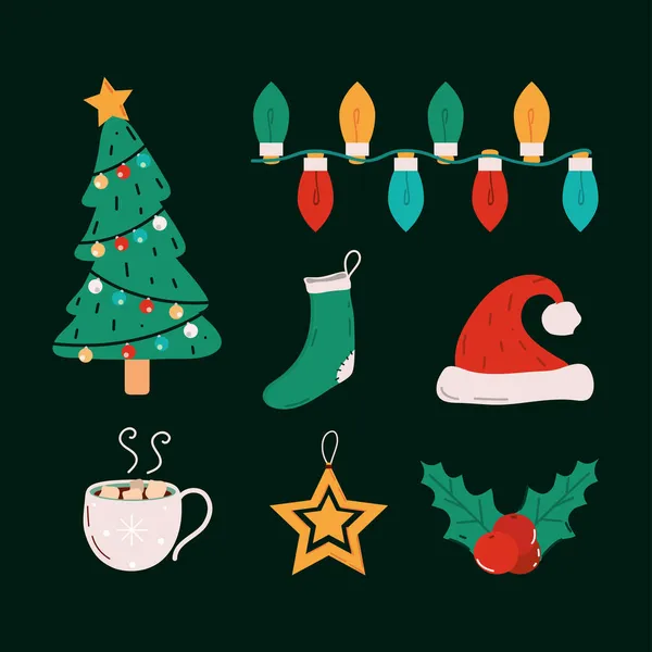 Iconos feliz Navidad — Archivo Imágenes Vectoriales