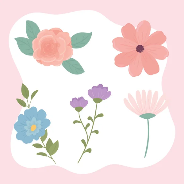 Set con flores — Vector de stock