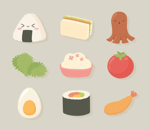 Iconos de comida japonesa — Archivo Imágenes Vectoriales