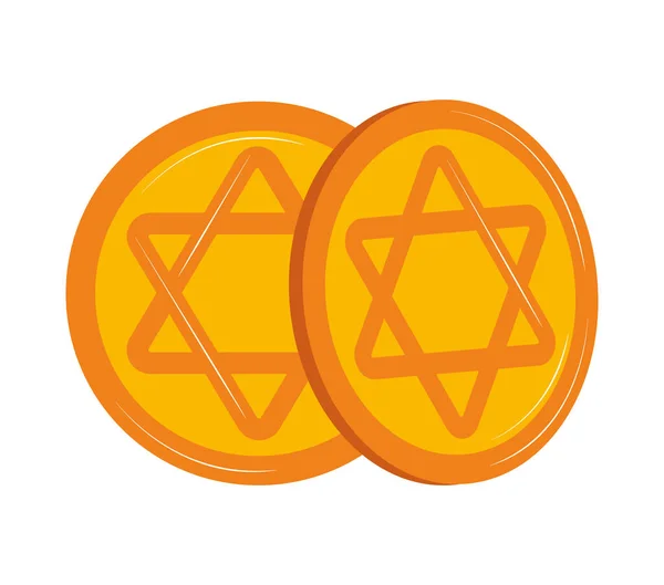 Hanukkah coins with star — Stock Vector