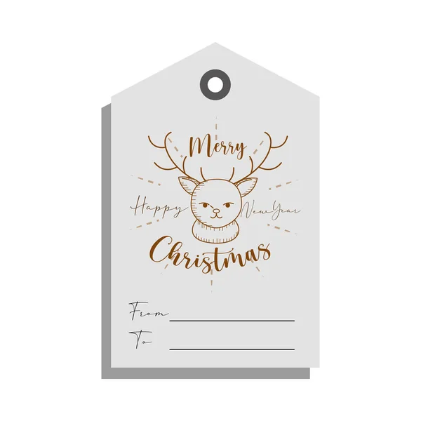 Merry christmas tag reindeer — Stock Vector