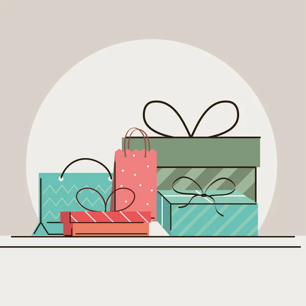 Cajas de regalo y bolsa — Vector de stock