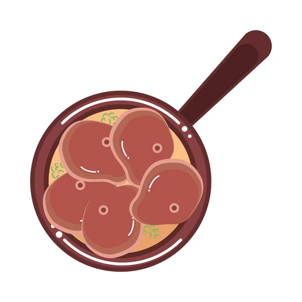 Soep met varkensfilets — Stockvector