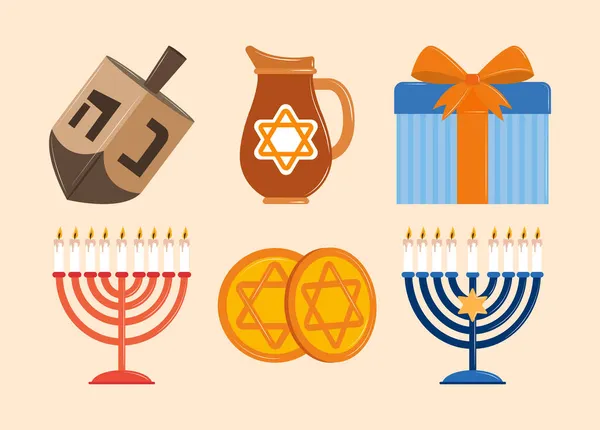 Conjunto de iconos de hanukkah — Archivo Imágenes Vectoriales