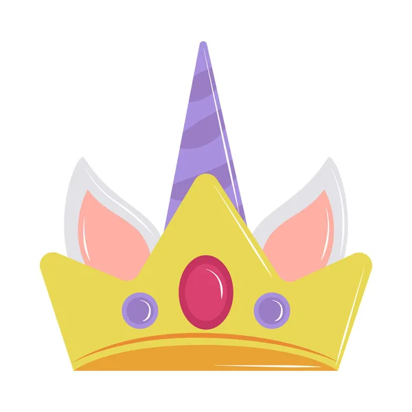 Crown with unicorn horn — Stock Vector