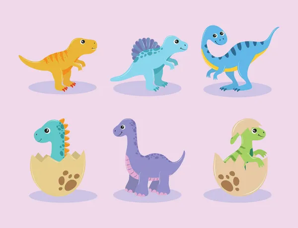 Komplet kreskówka dinozaurów — Wektor stockowy