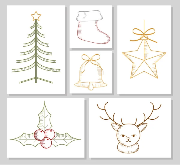 Tarjetas de navidad feliz — Vector de stock