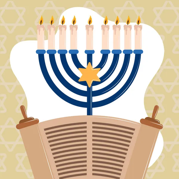 Hanukkah torah och menorah — Stock vektor