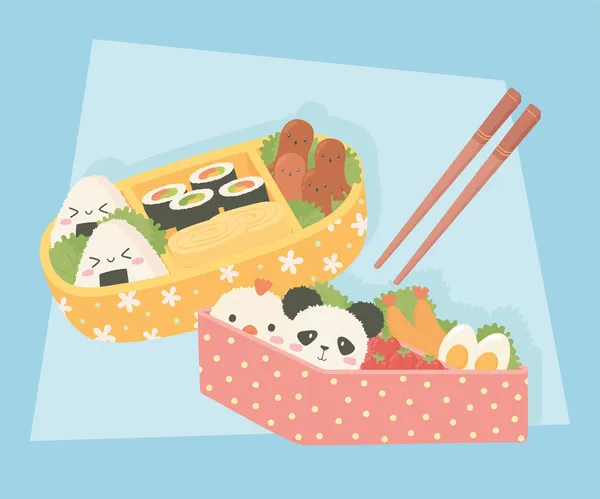 Almuerzo japonés en bento box — Archivo Imágenes Vectoriales