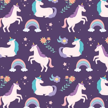 Tek boynuzlu atlar ve gökkuşağı