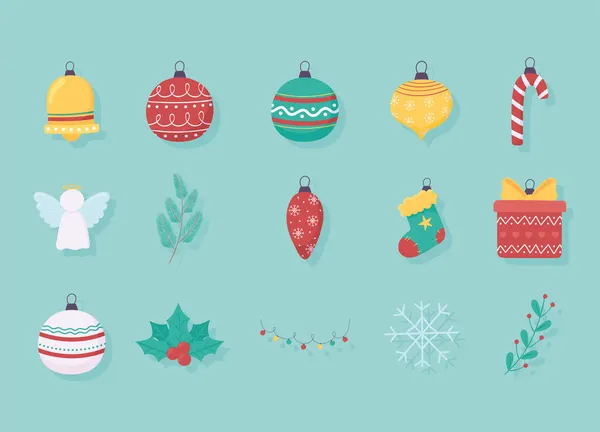 Iconos de decoración de Navidad — Vector de stock