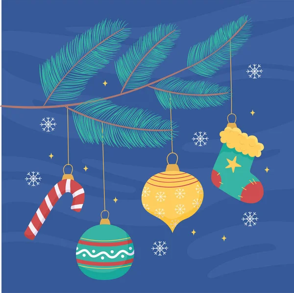 Branche de Noël avec boules — Image vectorielle