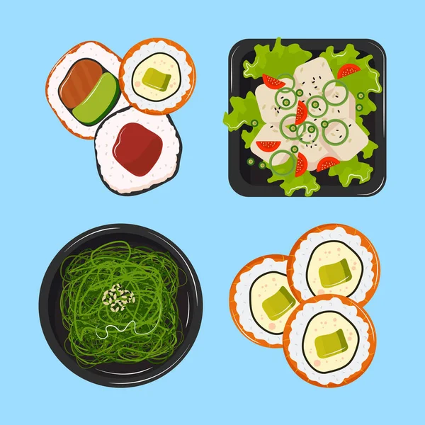 Comida sana japonesa — Vector de stock