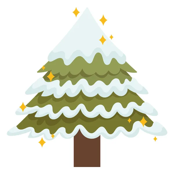Weihnachtsbaum mit Schnee — Stockvektor