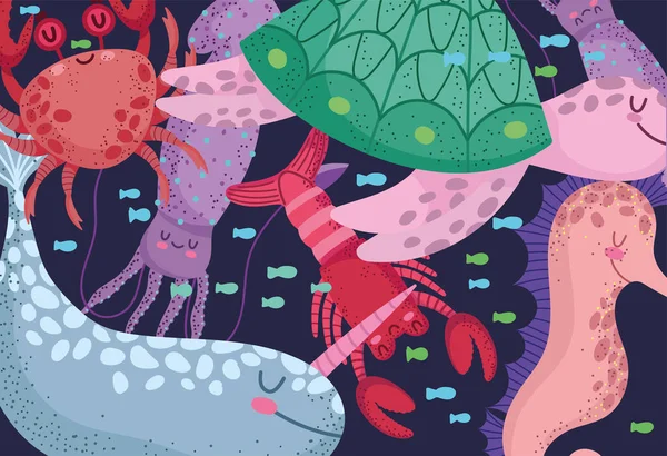 海洋动物背景 — 图库矢量图片