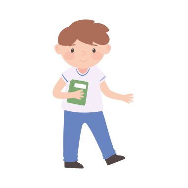 Kitabı olan bir çocuk.