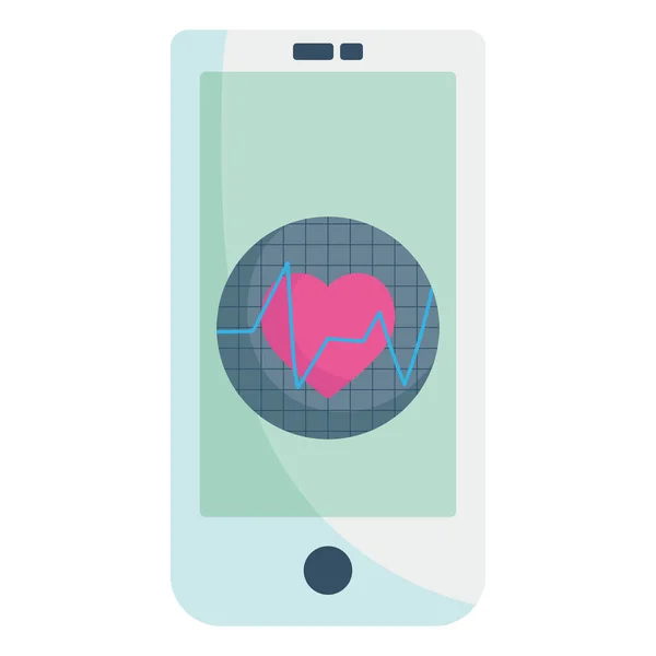 Mobile phone heart beat — Stock Vector