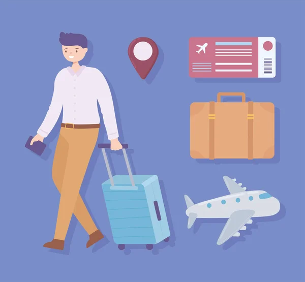 Ταξιδιώτης και βαλίτσα — Διανυσματικό Αρχείο