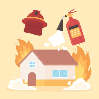 Yanan ev yangın söndürücüsü