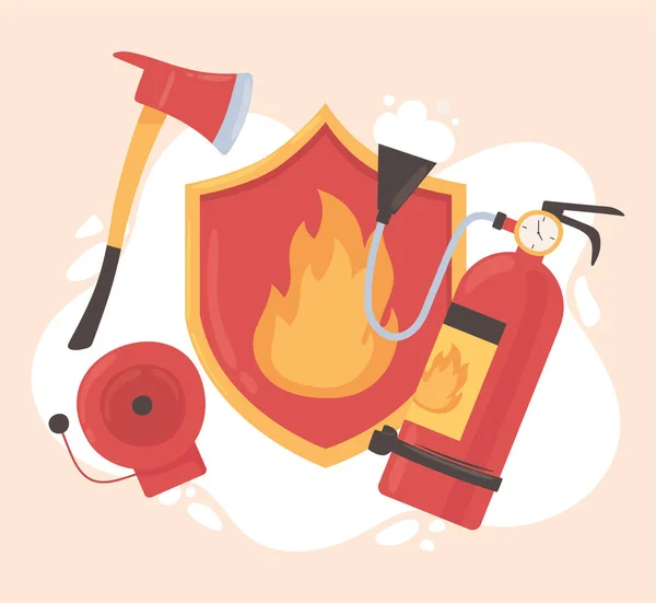 Feuerlöscher und Axt — Stockvektor