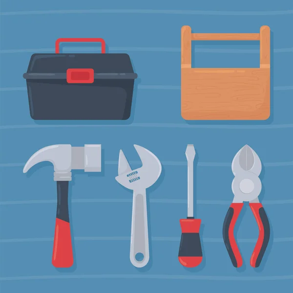 Cajas de herramientas y herramientas — Vector de stock