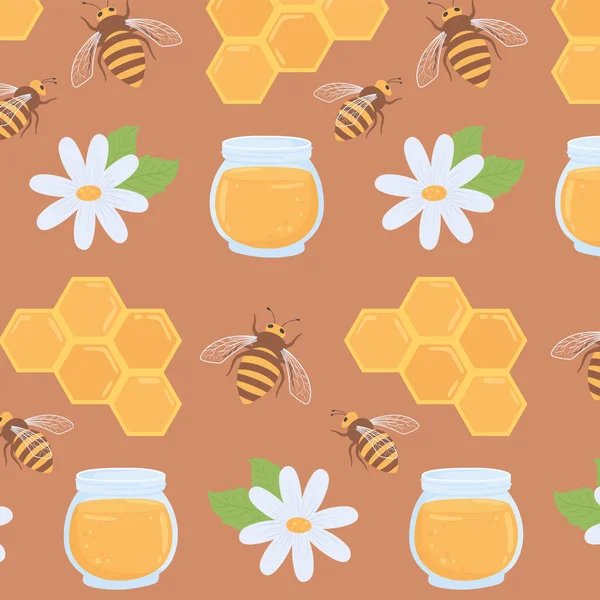 Abelhas e flores de mel —  Vetores de Stock