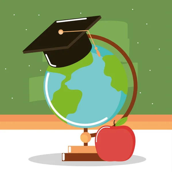 School globe and apple — Stock Vector