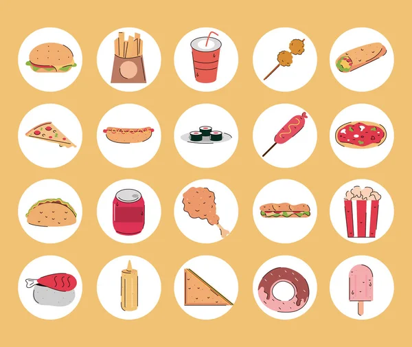 Set van fastfood — Stockvector