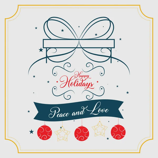 幸せな休日のクリスマス カード — ストックベクタ