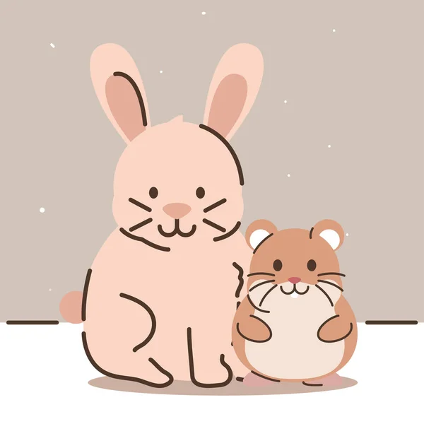 Pets rabbit and hamster — Stock Vector