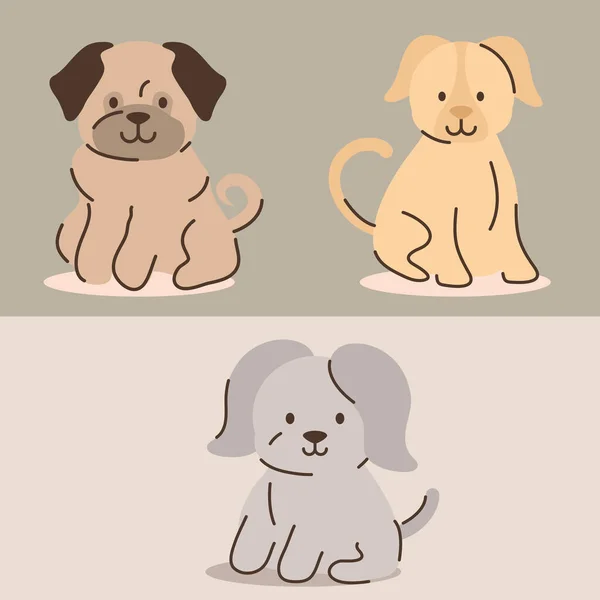 Icônes chiens mignons — Image vectorielle