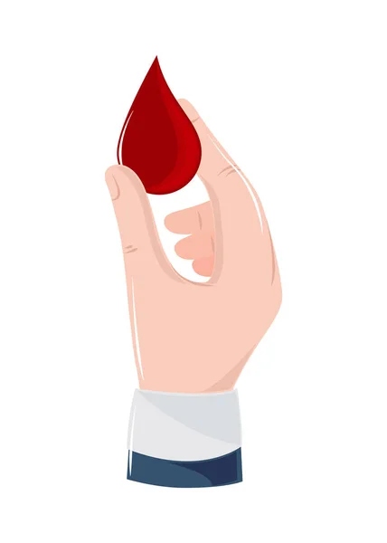 Hand with drop blood — Stock Vector