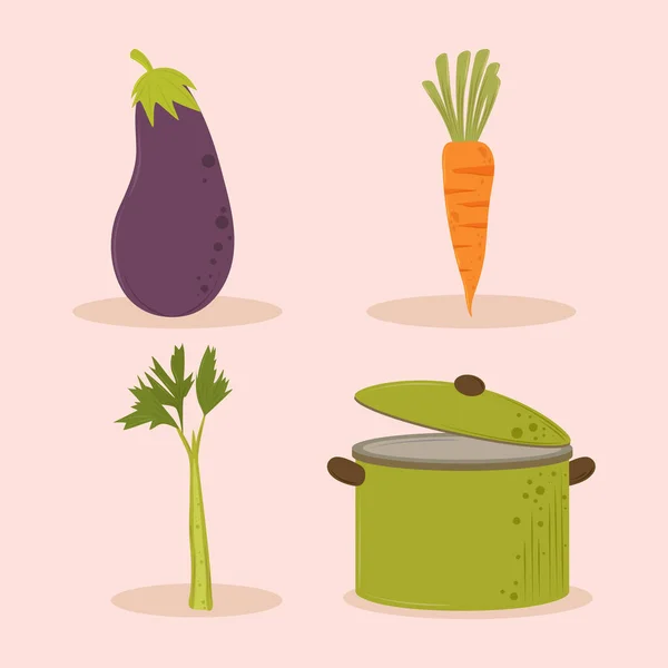 Potten och grönsaker — Stock vektor