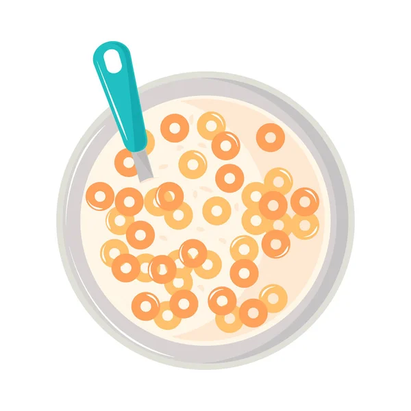 Cereali per la colazione e cucchiaio — Vettoriale Stock