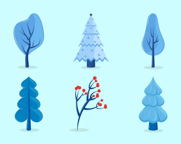 Iconos de árboles de invierno — Vector de stock