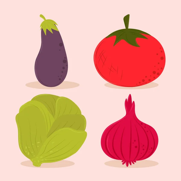 Iconos Verduras frescas — Vector de stock