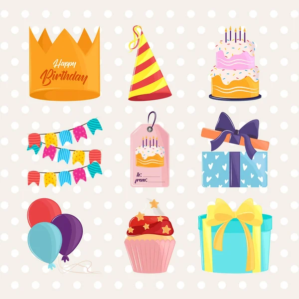 Iconos de fiesta de cumpleaños — Vector de stock