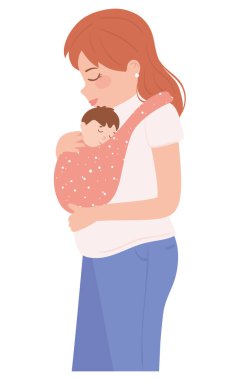 Bir bebek taşıyan anne