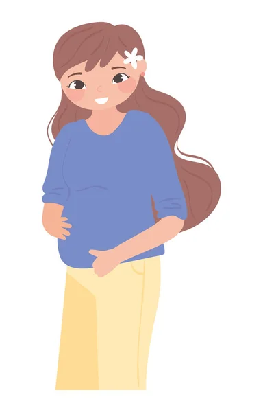 Mulher grávida abraços barriga — Vetor de Stock