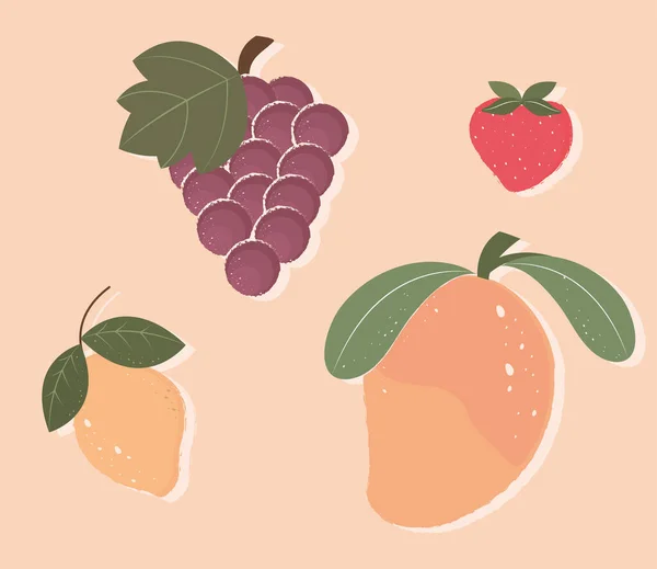 Frutas naturaleza alimentaria — Archivo Imágenes Vectoriales