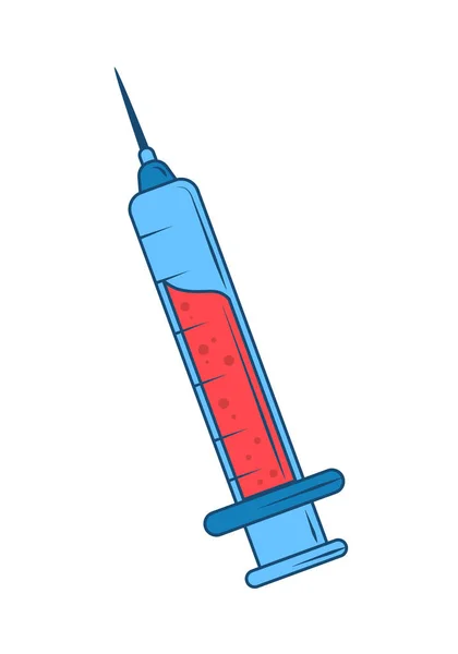 Medical syringe with blood — Stock Vector