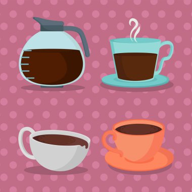 Fincanlar ve çaydanlık kahve.