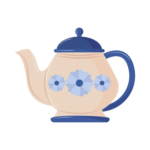 Théière en céramique florale — Image vectorielle