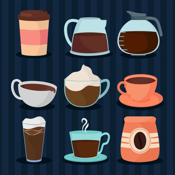 Ícones definir café — Vetor de Stock