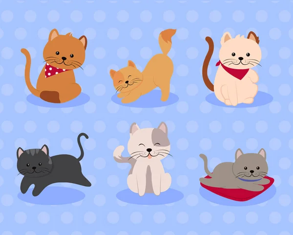 Icônes chats drôles — Image vectorielle